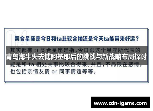 青岛海牛失去博阿基耶后的挑战与新战略布局探讨